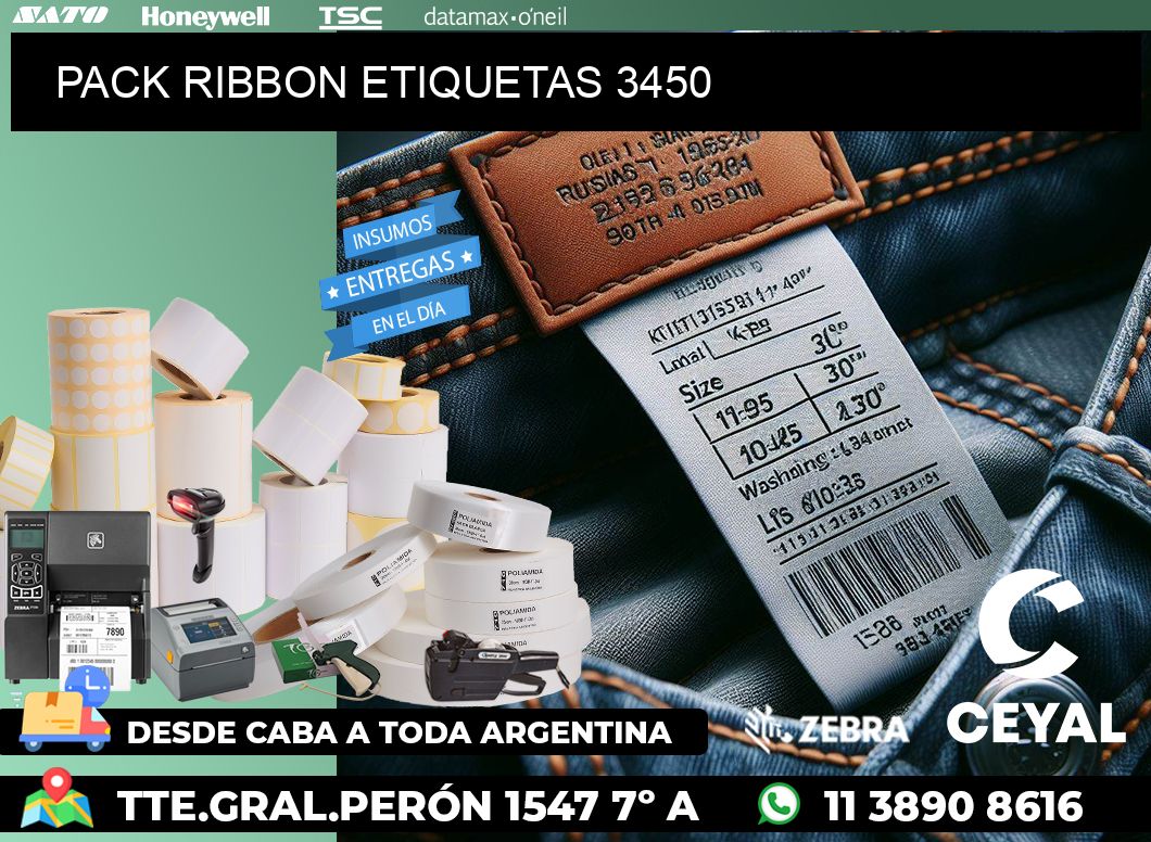 PACK RIBBON ETIQUETAS 3450