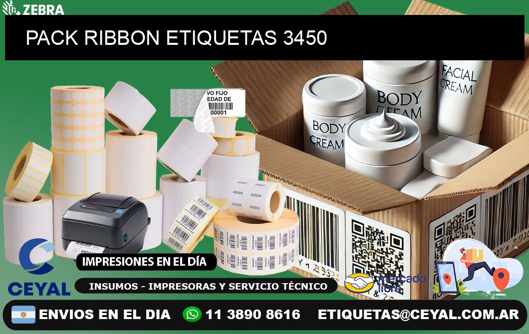 PACK RIBBON ETIQUETAS 3450