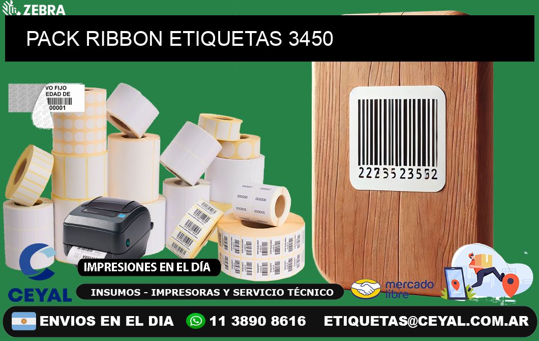 PACK RIBBON ETIQUETAS 3450