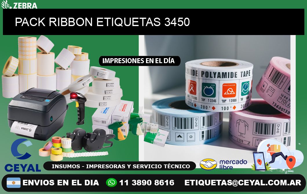 PACK RIBBON ETIQUETAS 3450