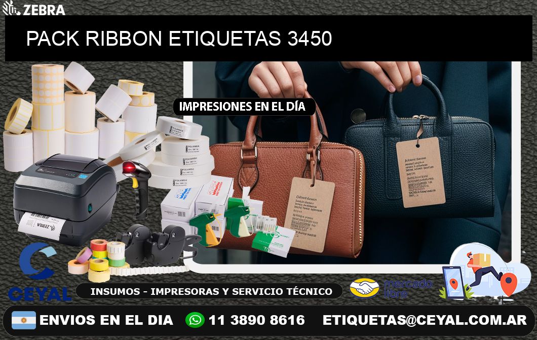 PACK RIBBON ETIQUETAS 3450