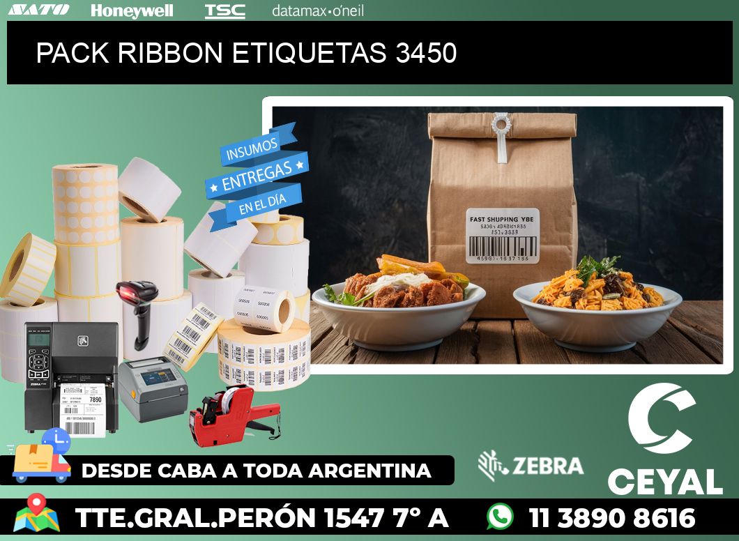 PACK RIBBON ETIQUETAS 3450