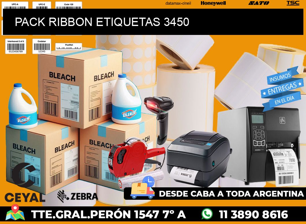 PACK RIBBON ETIQUETAS 3450