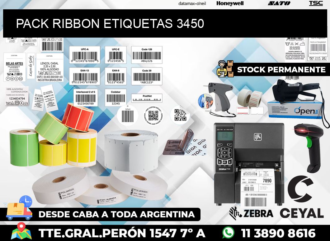 PACK RIBBON ETIQUETAS 3450