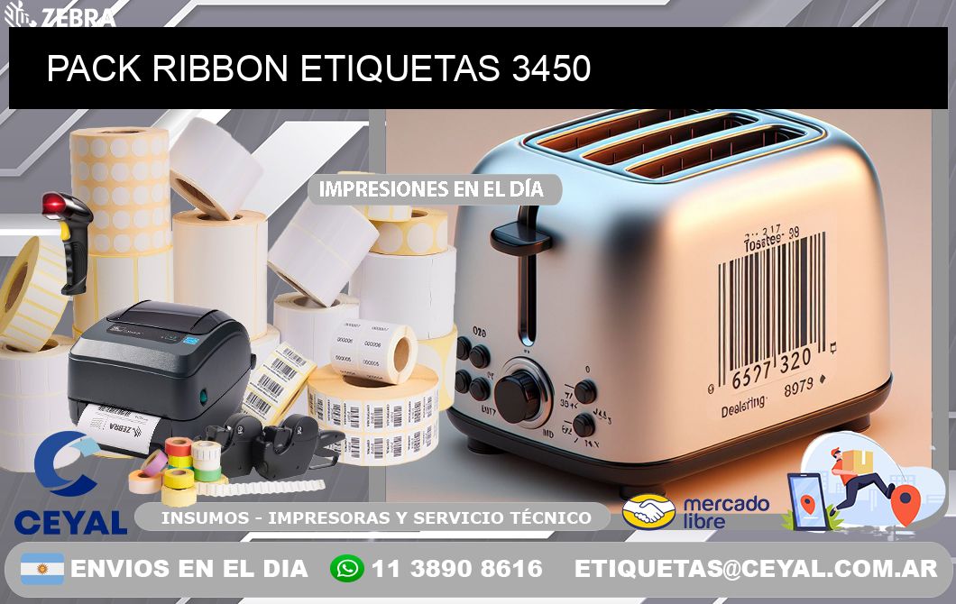 PACK RIBBON ETIQUETAS 3450