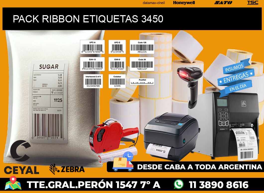 PACK RIBBON ETIQUETAS 3450