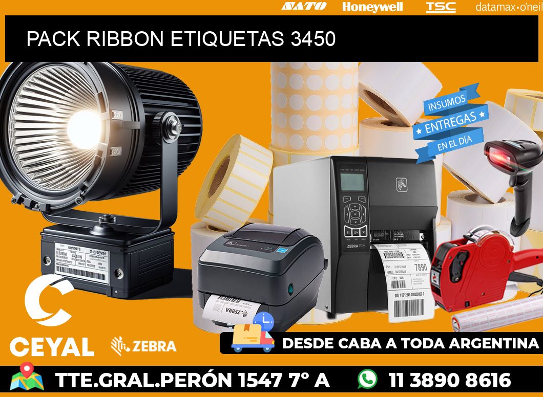 PACK RIBBON ETIQUETAS 3450