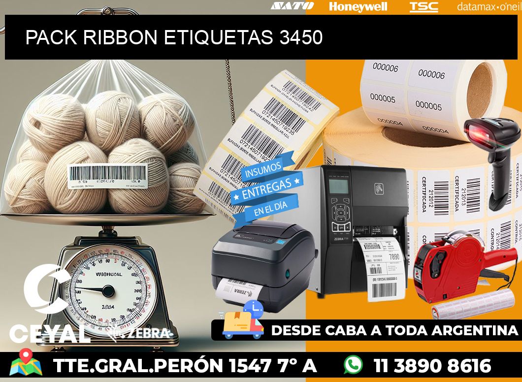 PACK RIBBON ETIQUETAS 3450