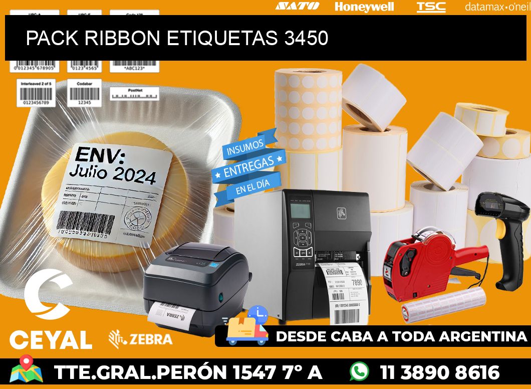 PACK RIBBON ETIQUETAS 3450