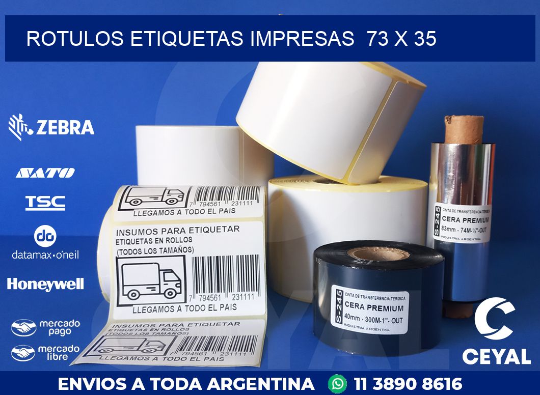 ROTULOS ETIQUETAS IMPRESAS  73 x 35