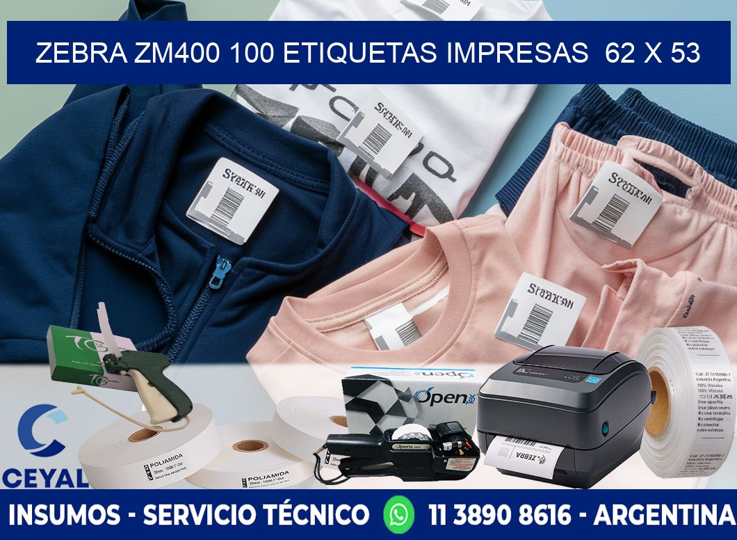 ZEBRA ZM400 100 ETIQUETAS IMPRESAS  62 x 53