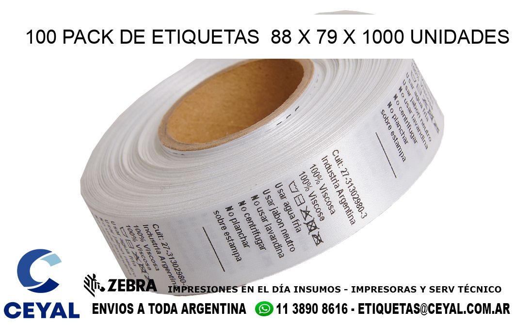 100 PACK DE ETIQUETAS  88 x 79 X 1000 UNIDADES