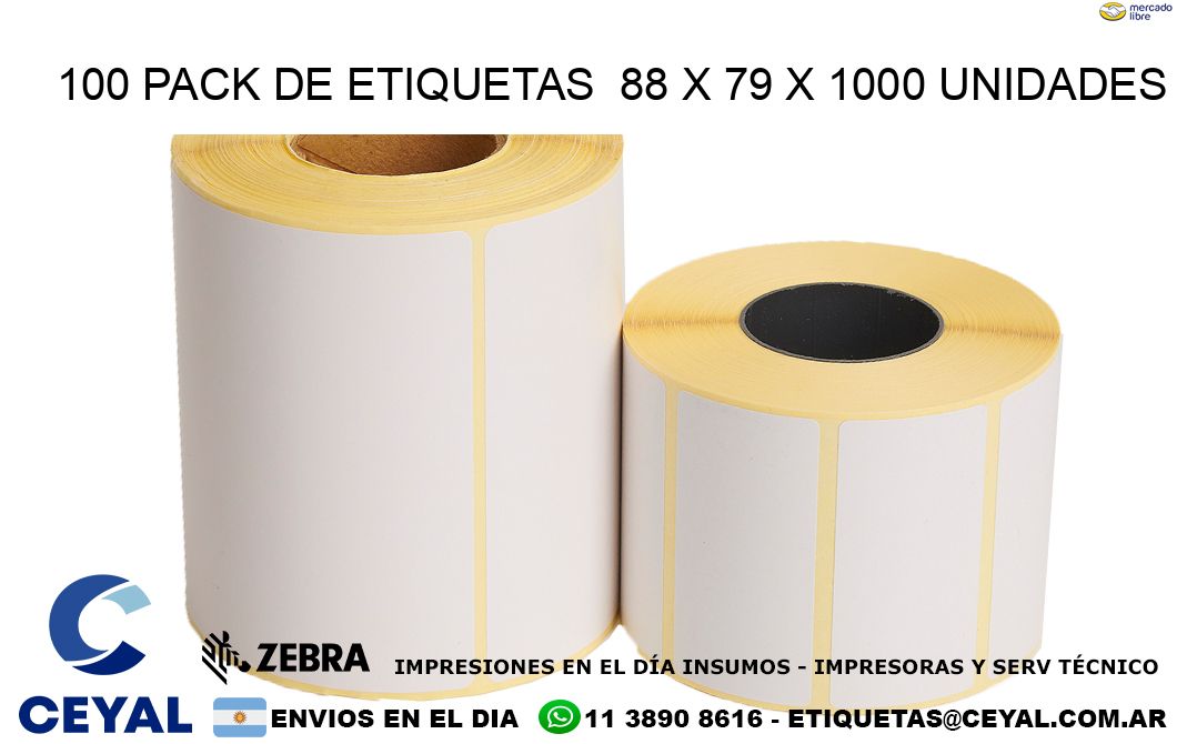 100 PACK DE ETIQUETAS  88 x 79 X 1000 UNIDADES