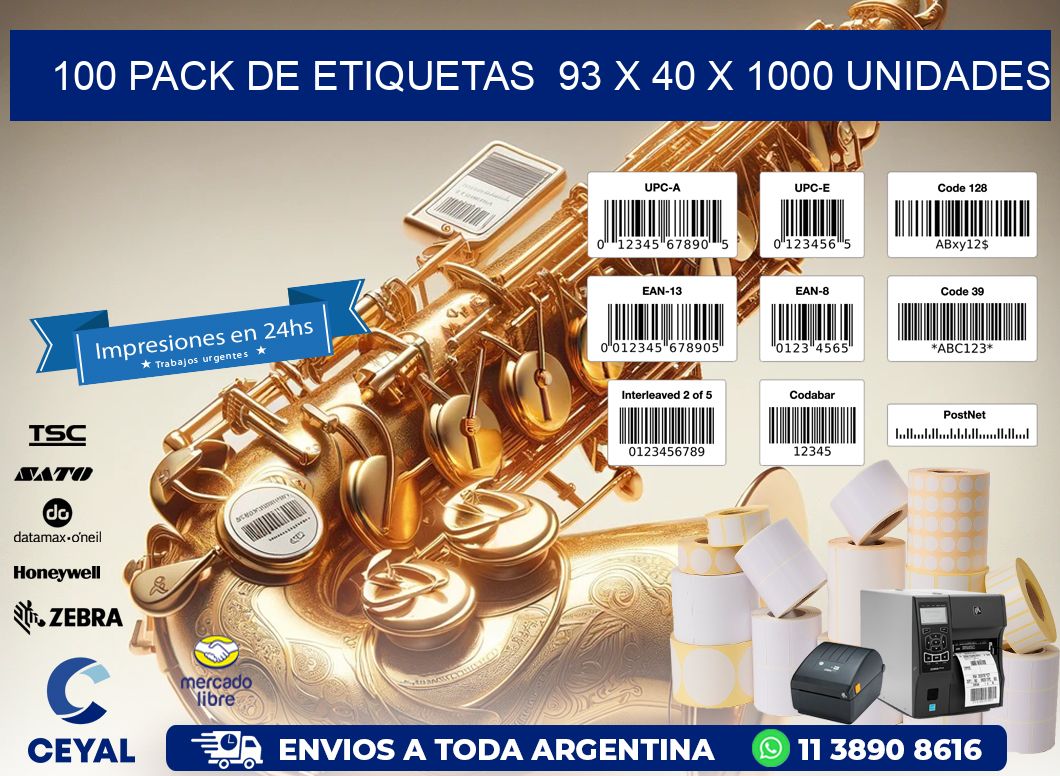 100 PACK DE ETIQUETAS  93 x 40 X 1000 UNIDADES