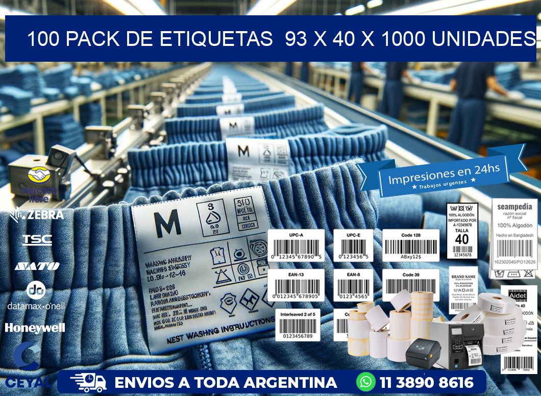 100 PACK DE ETIQUETAS  93 x 40 X 1000 UNIDADES