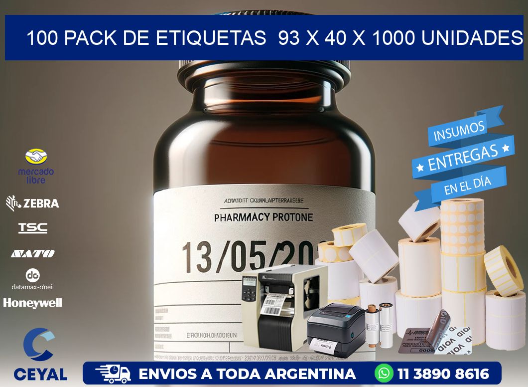 100 PACK DE ETIQUETAS  93 x 40 X 1000 UNIDADES