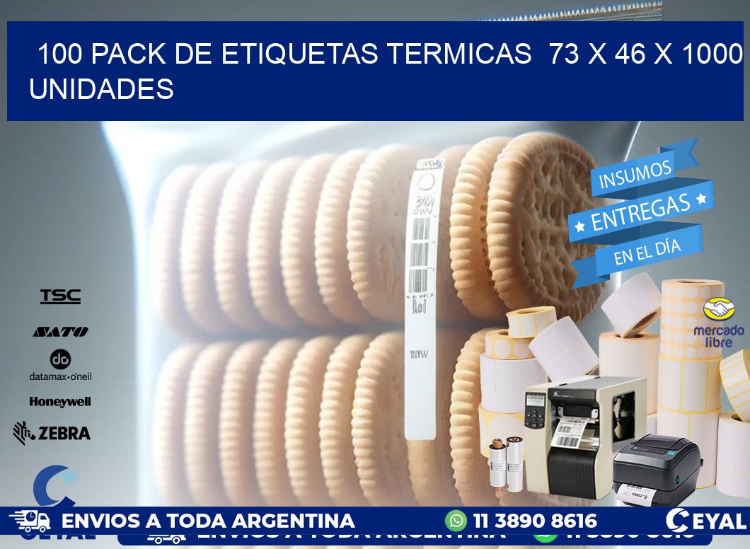 100 PACK DE ETIQUETAS TERMICAS  73 x 46 X 1000 UNIDADES