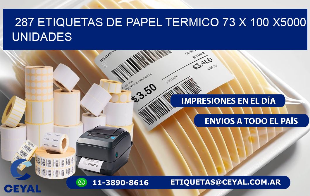 287 ETIQUETAS DE PAPEL TERMICO 73 x 100 X5000 UNIDADES