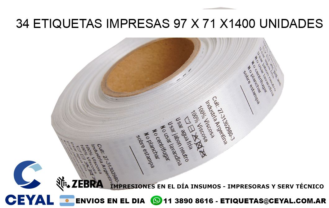 34 ETIQUETAS IMPRESAS 97 x 71 X1400 UNIDADES