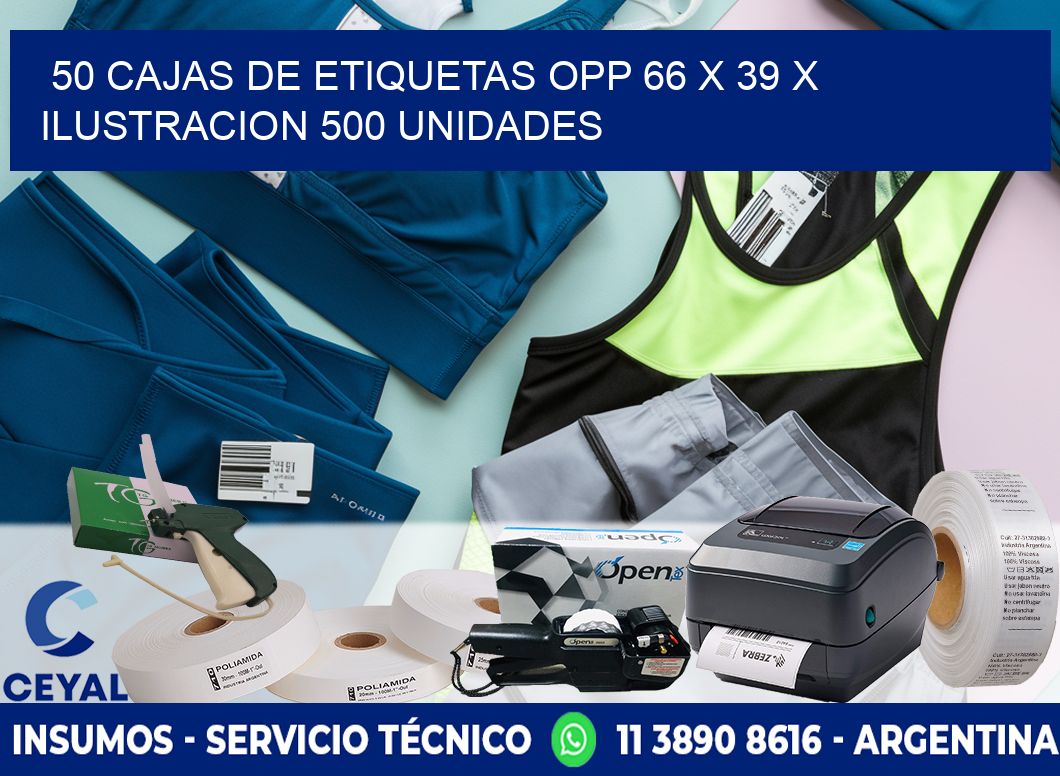 50 CAJAS DE ETIQUETAS OPP 66 x 39 X ILUSTRACION 500 UNIDADES