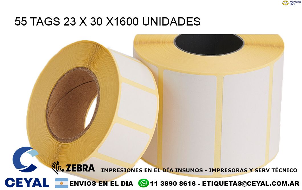 55 TAGS 23 x 30 X1600 UNIDADES