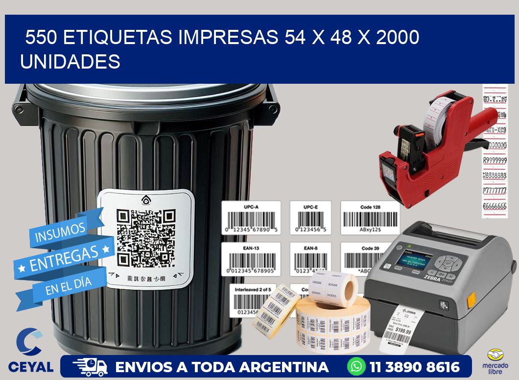 550 ETIQUETAS IMPRESAS 54 x 48 X 2000 UNIDADES