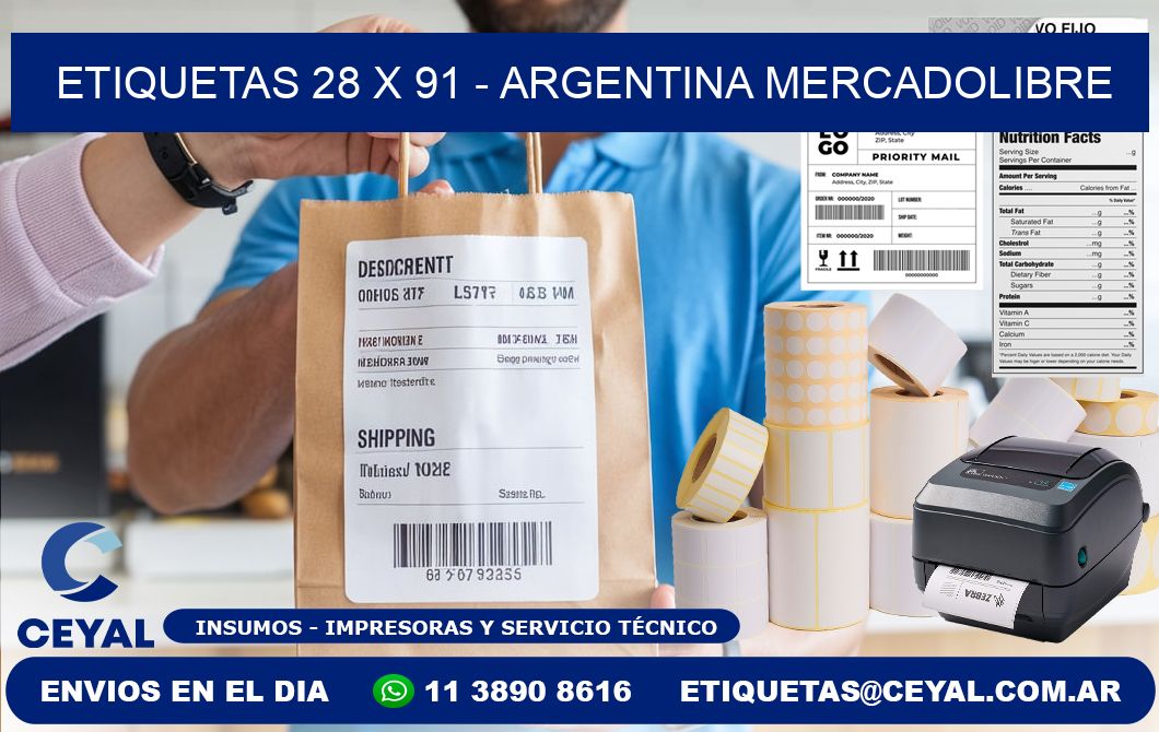 ETIQUETAS 28 x 91 - ARGENTINA MERCADOLIBRE