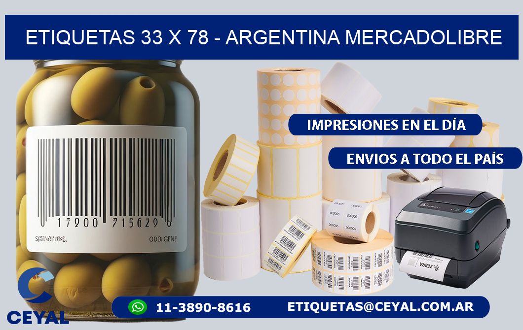 ETIQUETAS 33 x 78 - ARGENTINA MERCADOLIBRE