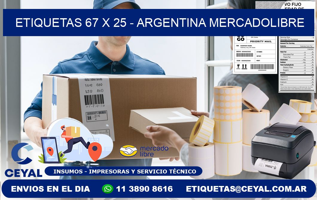 ETIQUETAS 67 x 25 - ARGENTINA MERCADOLIBRE