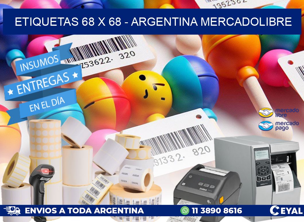 ETIQUETAS 68 x 68 - ARGENTINA MERCADOLIBRE