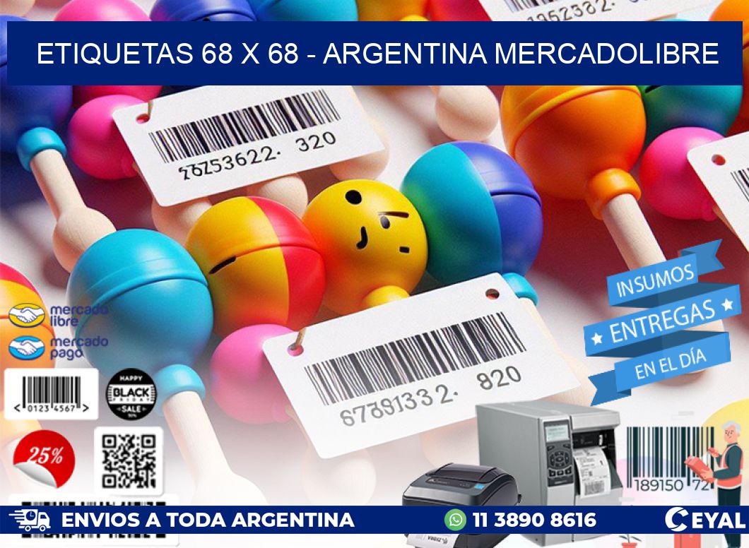 ETIQUETAS 68 x 68 – ARGENTINA MERCADOLIBRE