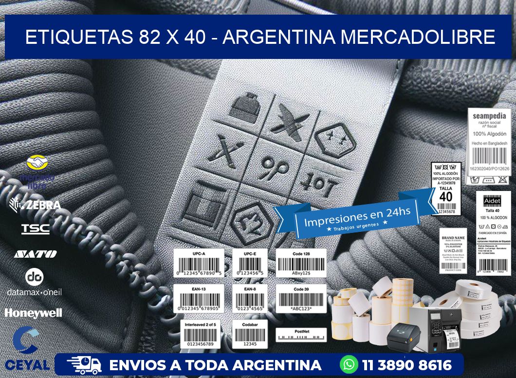 ETIQUETAS 82 x 40 - ARGENTINA MERCADOLIBRE