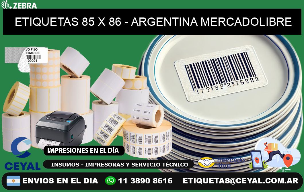 ETIQUETAS 85 x 86 - ARGENTINA MERCADOLIBRE