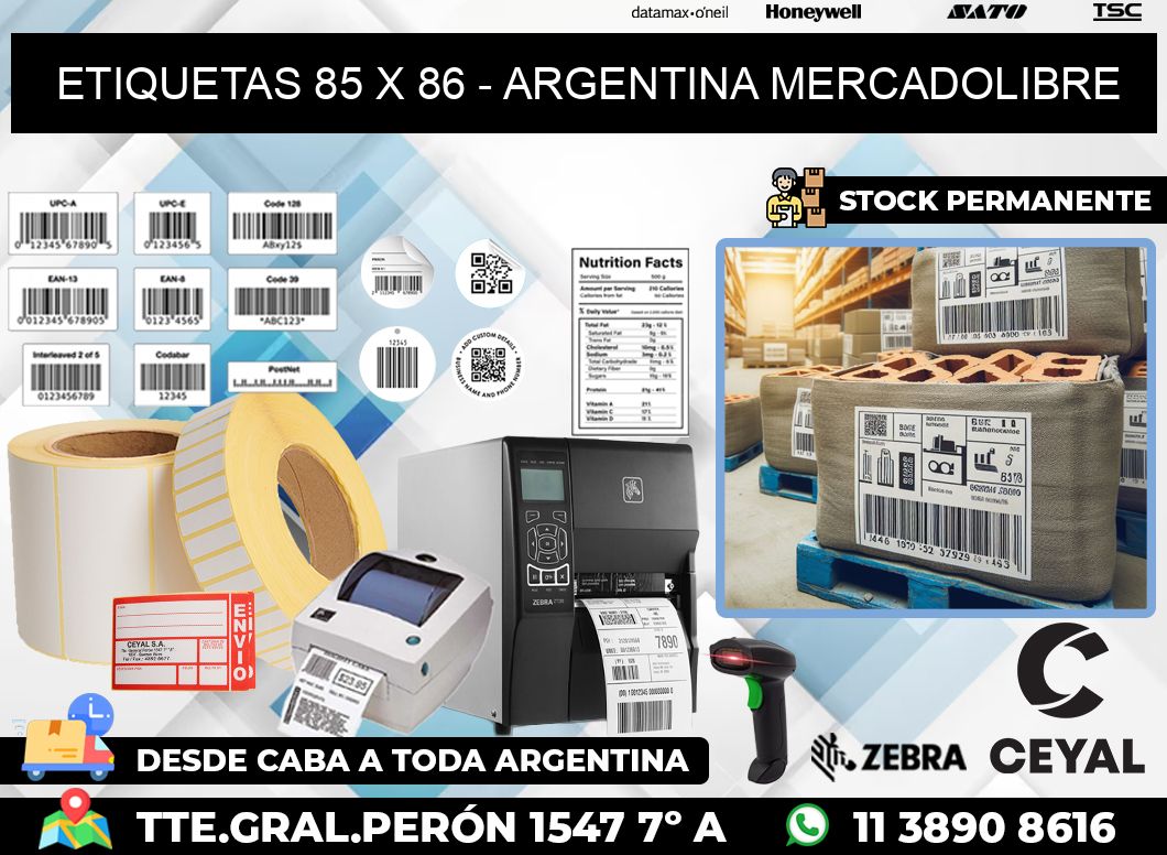 ETIQUETAS 85 x 86 – ARGENTINA MERCADOLIBRE