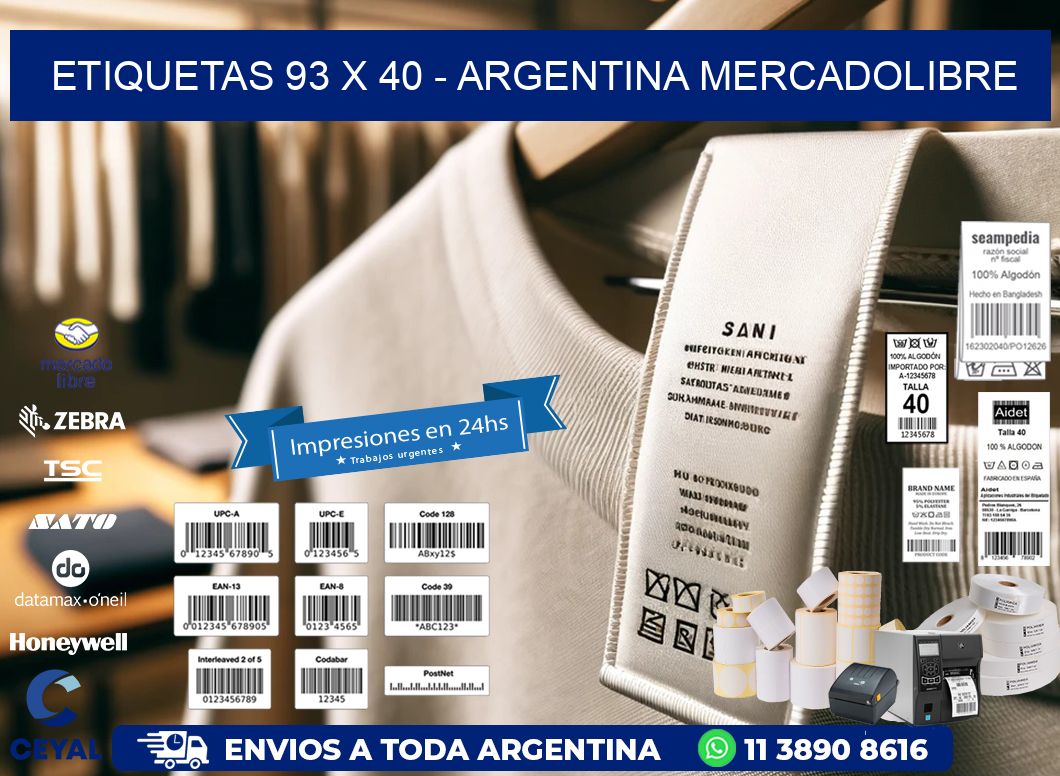 ETIQUETAS 93 x 40 - ARGENTINA MERCADOLIBRE