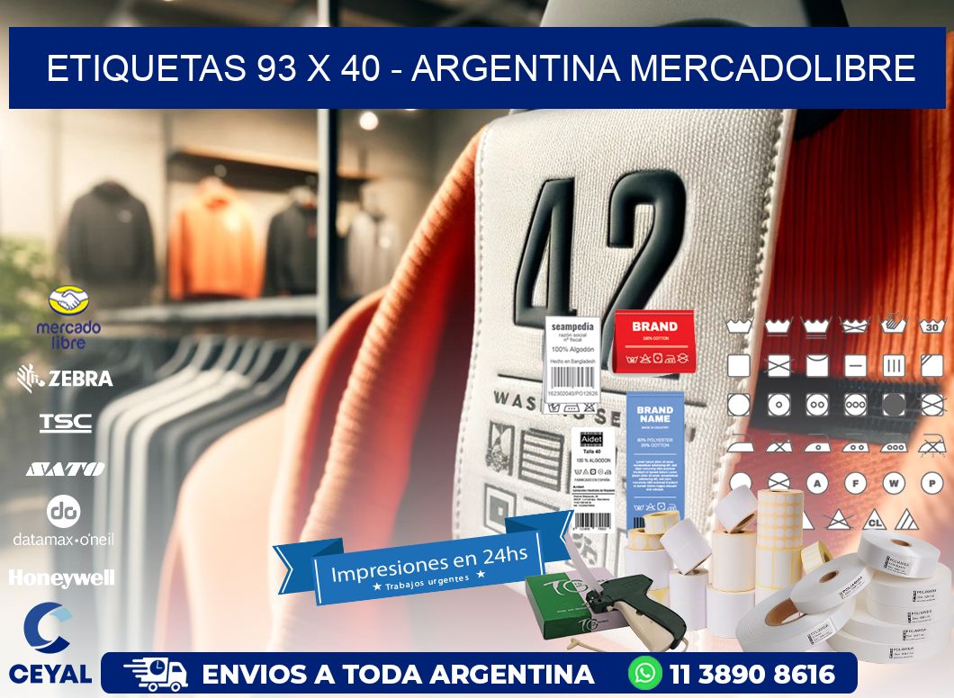 ETIQUETAS 93 x 40 - ARGENTINA MERCADOLIBRE