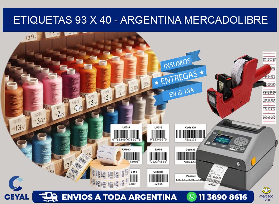 ETIQUETAS 93 x 40 - ARGENTINA MERCADOLIBRE