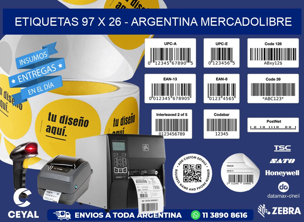 ETIQUETAS 97 x 26 - ARGENTINA MERCADOLIBRE