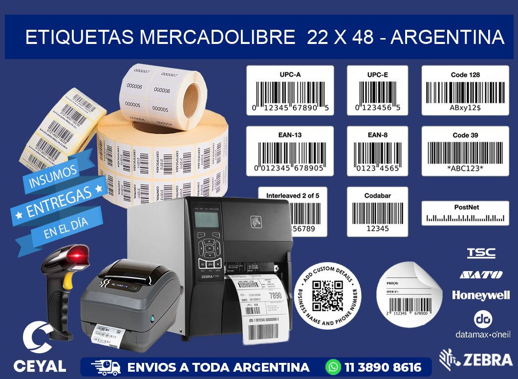 ETIQUETAS MERCADOLIBRE  22 x 48 - ARGENTINA