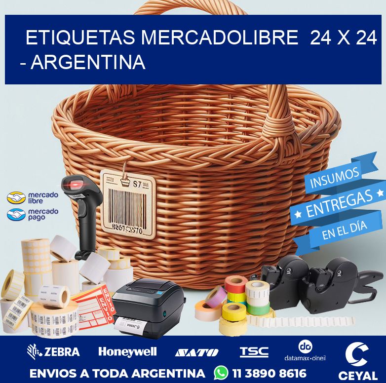 ETIQUETAS MERCADOLIBRE  24 x 24 - ARGENTINA