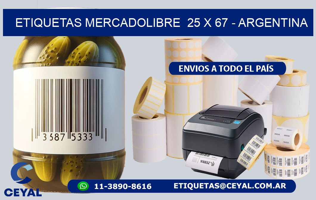 ETIQUETAS MERCADOLIBRE  25 x 67 - ARGENTINA