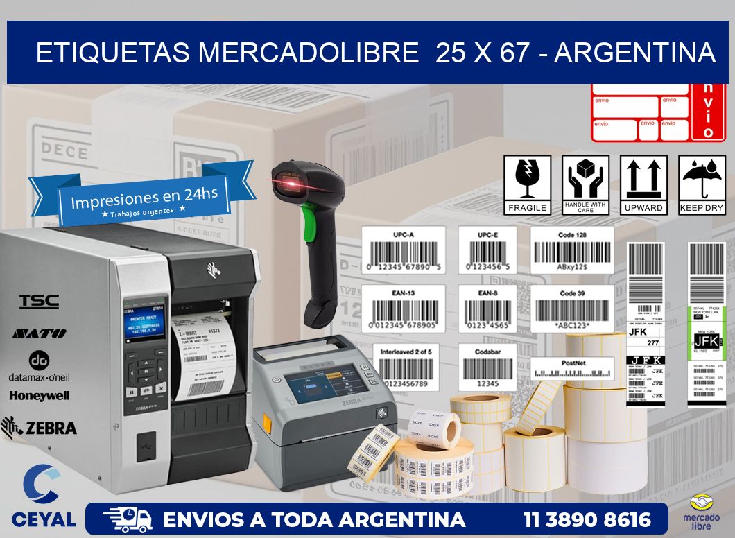 ETIQUETAS MERCADOLIBRE  25 x 67 – ARGENTINA