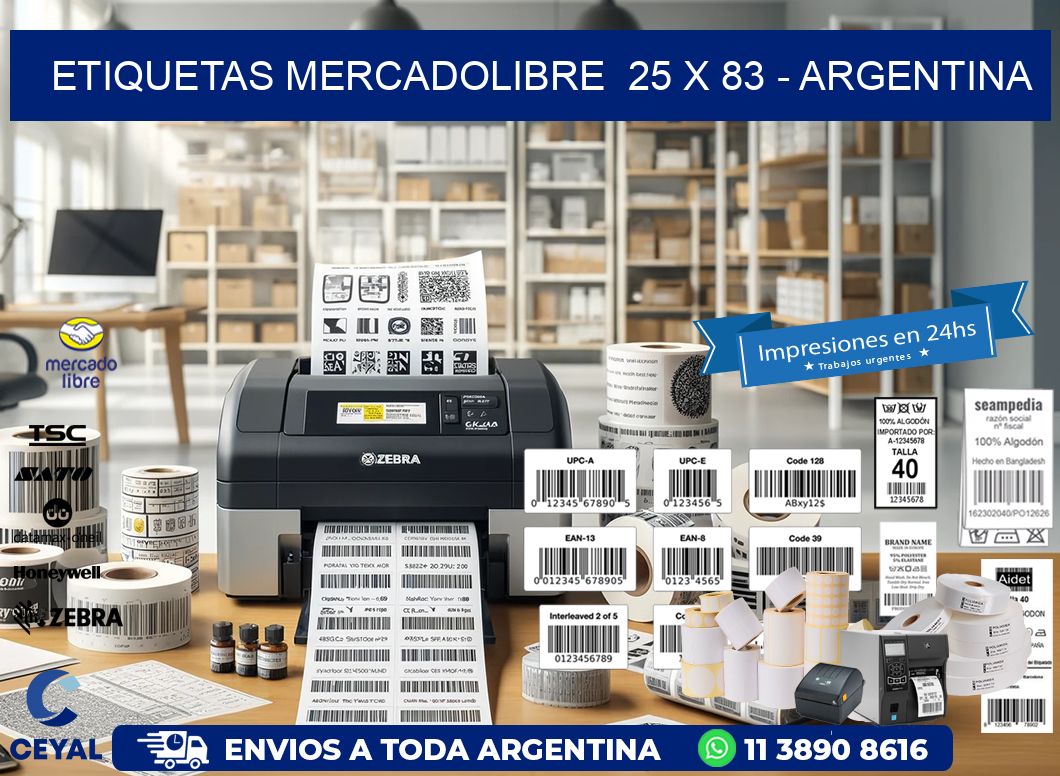 ETIQUETAS MERCADOLIBRE  25 x 83 – ARGENTINA