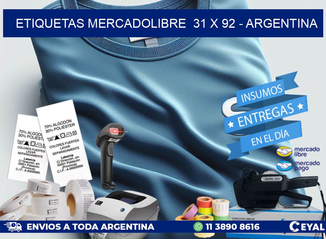 ETIQUETAS MERCADOLIBRE  31 x 92 – ARGENTINA