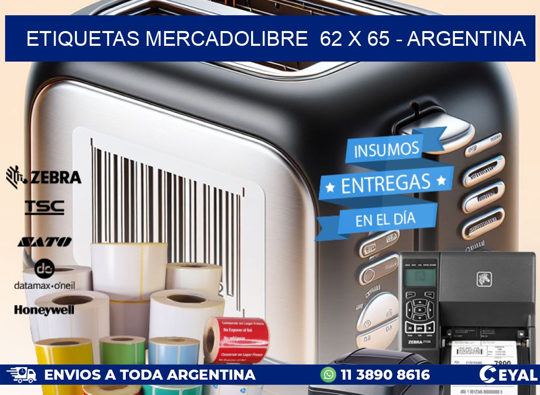 ETIQUETAS MERCADOLIBRE  62 x 65 - ARGENTINA