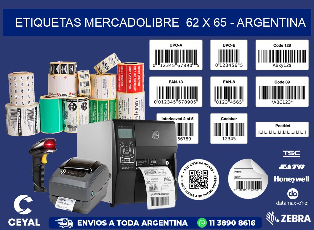 ETIQUETAS MERCADOLIBRE  62 x 65 - ARGENTINA