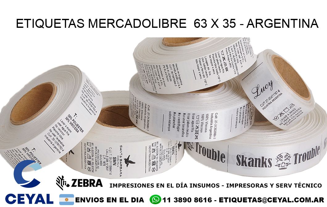 ETIQUETAS MERCADOLIBRE  63 x 35 - ARGENTINA