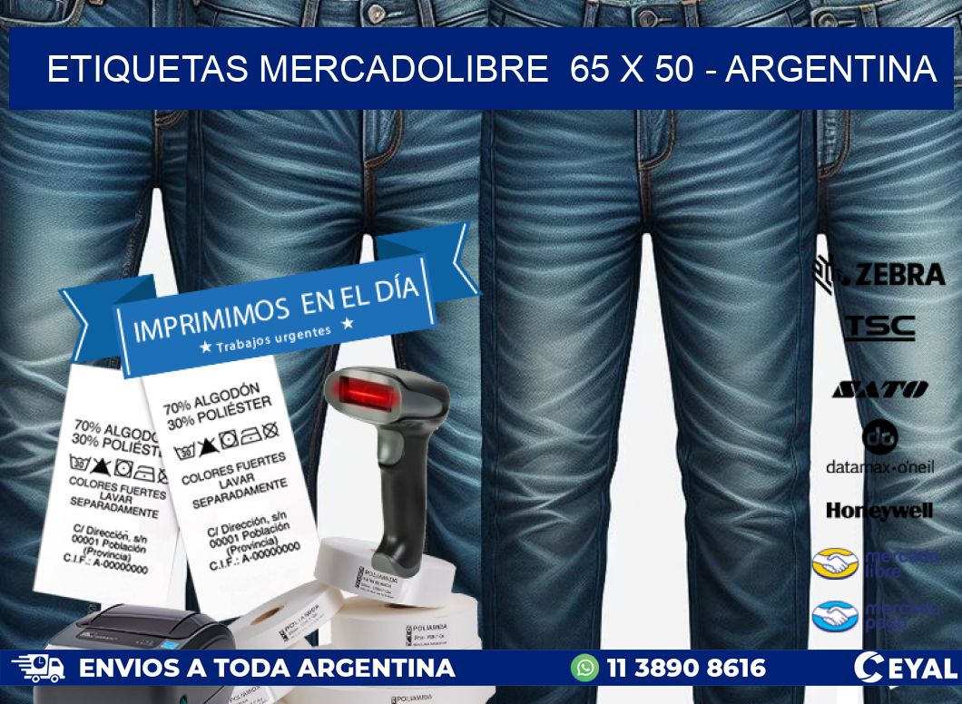 ETIQUETAS MERCADOLIBRE  65 x 50 - ARGENTINA