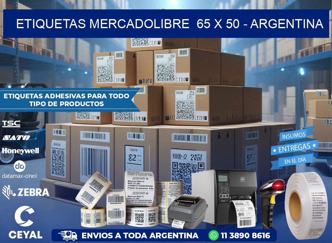 ETIQUETAS MERCADOLIBRE  65 x 50 - ARGENTINA