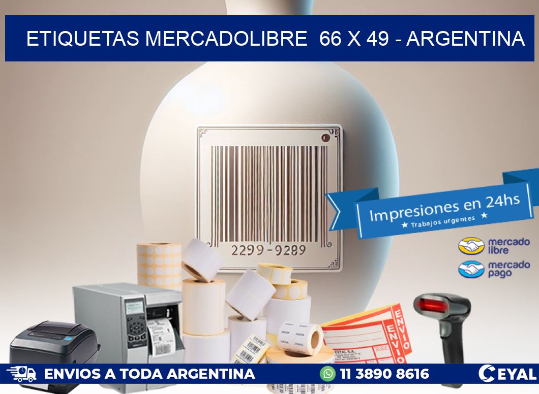 ETIQUETAS MERCADOLIBRE  66 x 49 - ARGENTINA